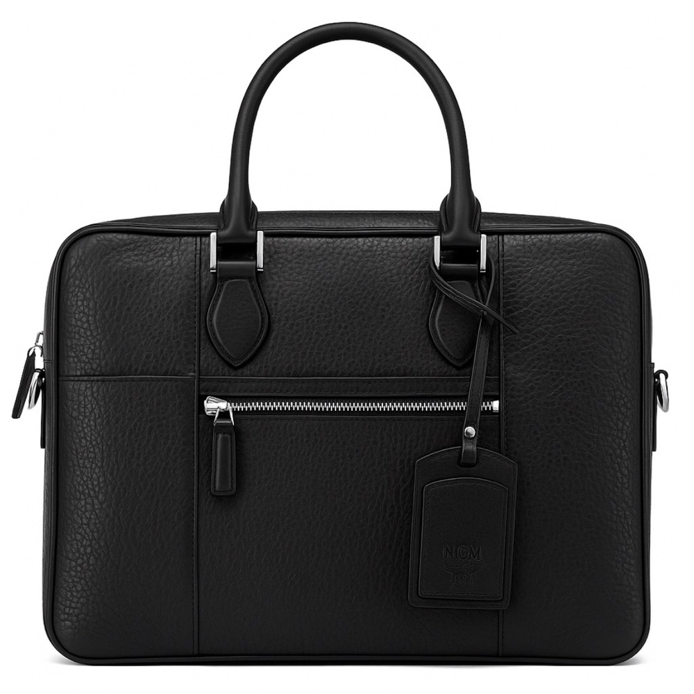 MCM Black Leather Laptop Bag